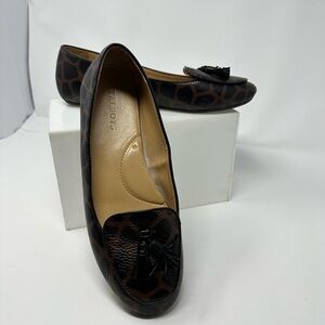 Iike New animal Print Leather Tassel Talbot Loafers